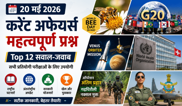 20 मई 2026 करेंट अफेयर्स | Daily Current Affairs in Hindi