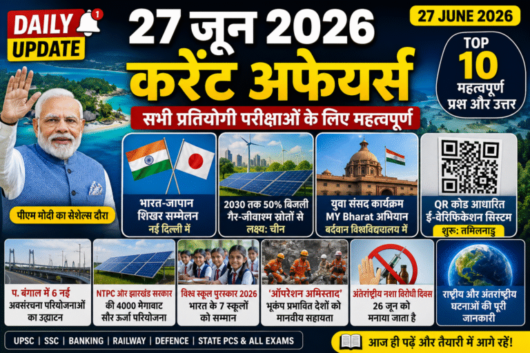 27 june 2026 current affairs in hindi | Daily current affairs